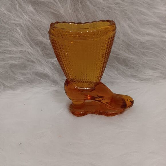 Other - vintage L.E. Smith Glass Amber Boot matchstick or toothpick holder
